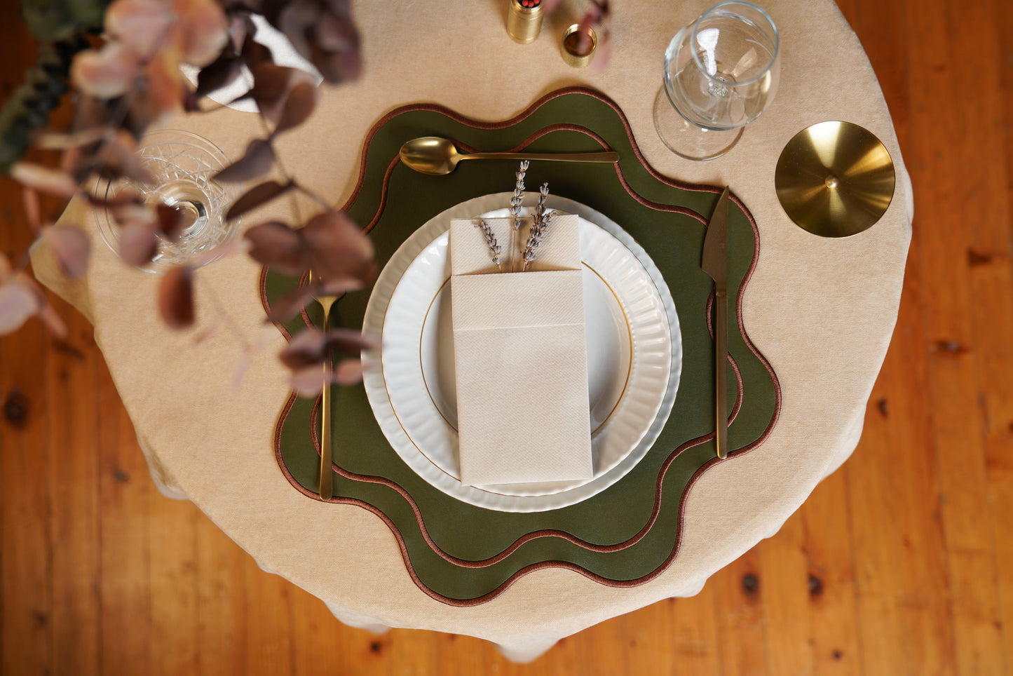 HAVEN DARK GREEN BROWN FAUX LEATHER PLACEMAT