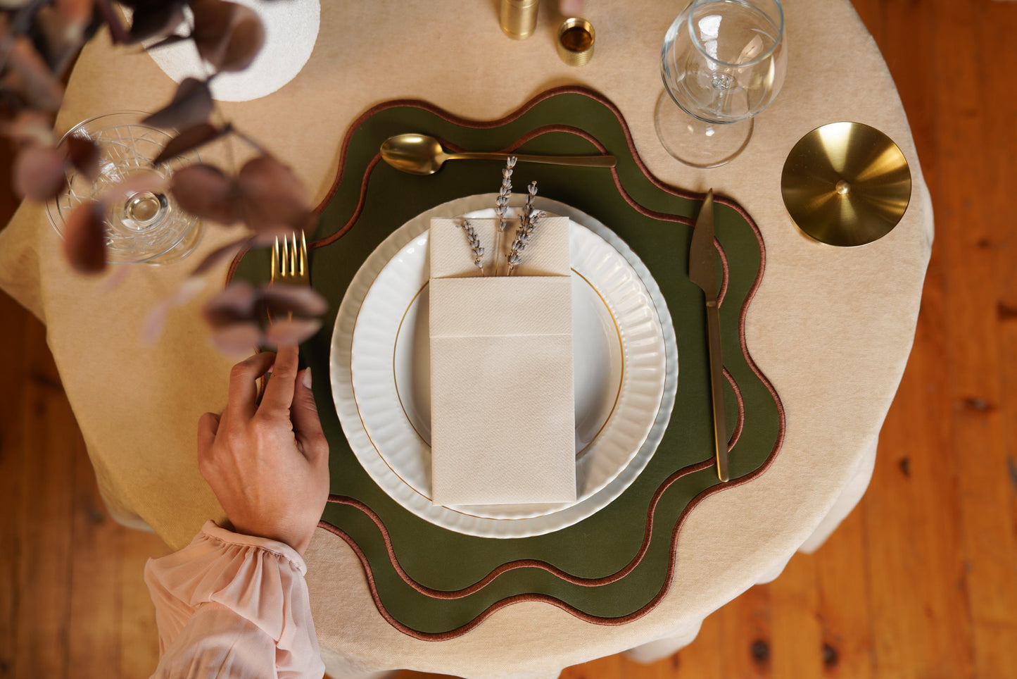 HAVEN DARK GREEN BROWN FAUX LEATHER PLACEMAT