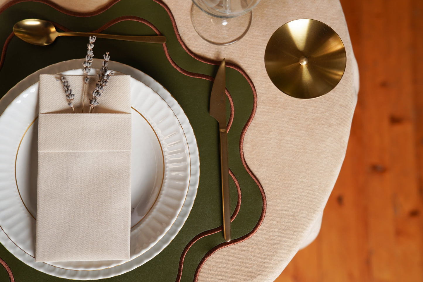 HAVEN DARK GREEN BROWN FAUX LEATHER PLACEMAT