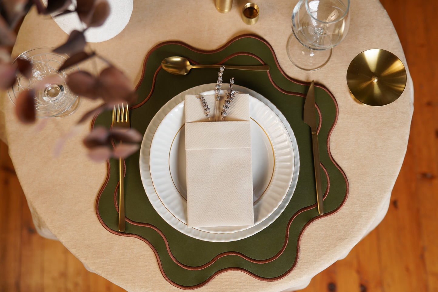 HAVEN DARK GREEN BROWN FAUX LEATHER PLACEMAT