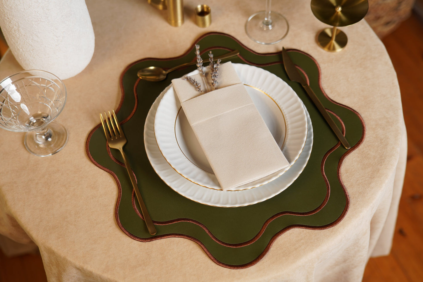 HAVEN DARK GREEN BROWN FAUX LEATHER PLACEMAT