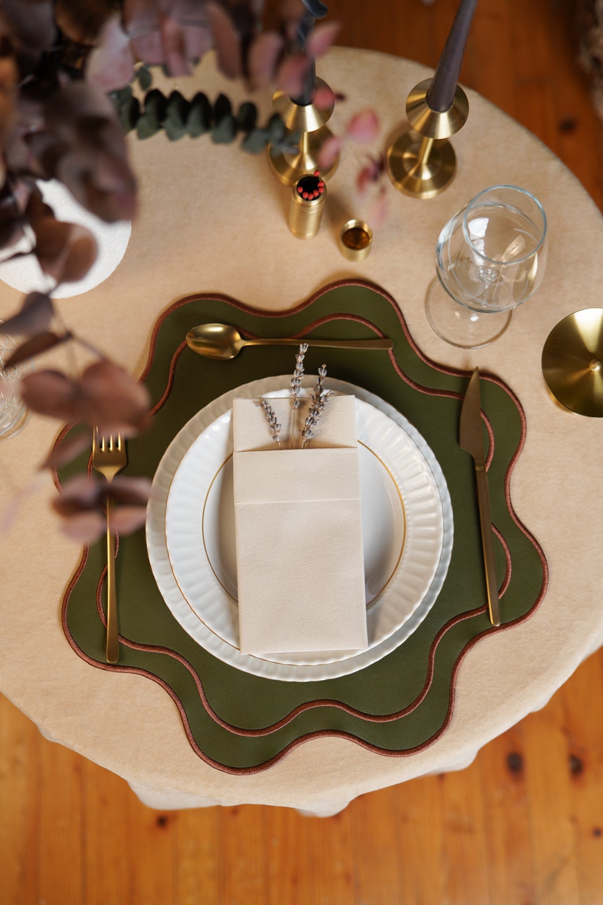 HAVEN DARK GREEN BROWN FAUX LEATHER PLACEMAT