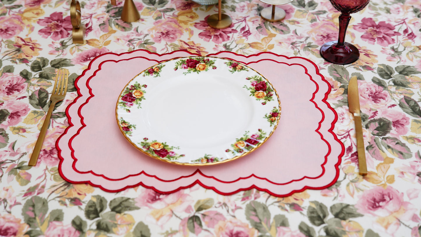 ELARA PINK FABRIC RED TRIM PLACEMAT