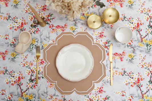 LUMERA BEIGE WHITE TRIM FABRIC PLACEMAT