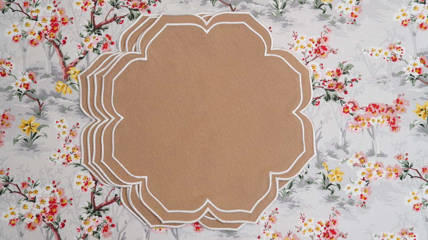 LUMERA BEIGE WHITE TRIM FABRIC PLACEMAT