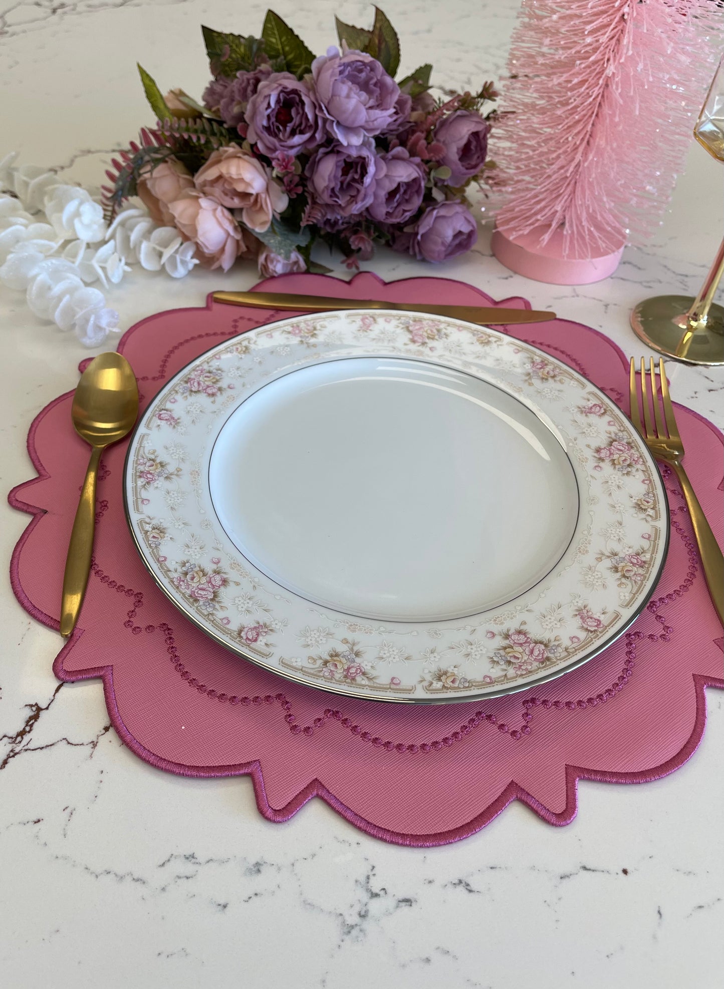 SOLSTICE PINK DARK PINK FAUX LEATHER PLACEMAT