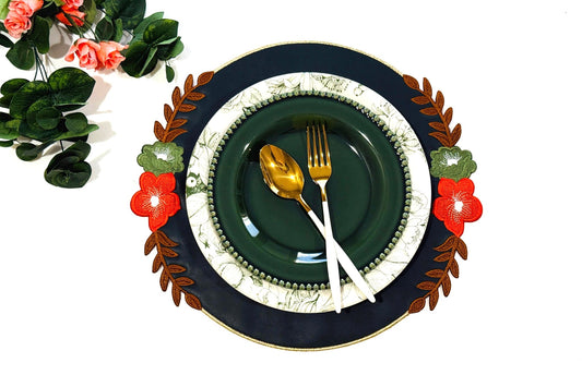 JASMINE DARK GREEN FAUX LEATHER PLACEMAT