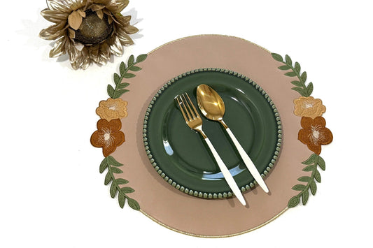 JASMINE BEIGE FAUX LEATHER PLACEMAT