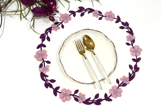 UNITY WHITE PURPLE PINK FAUX LEATHER PLACEMAT