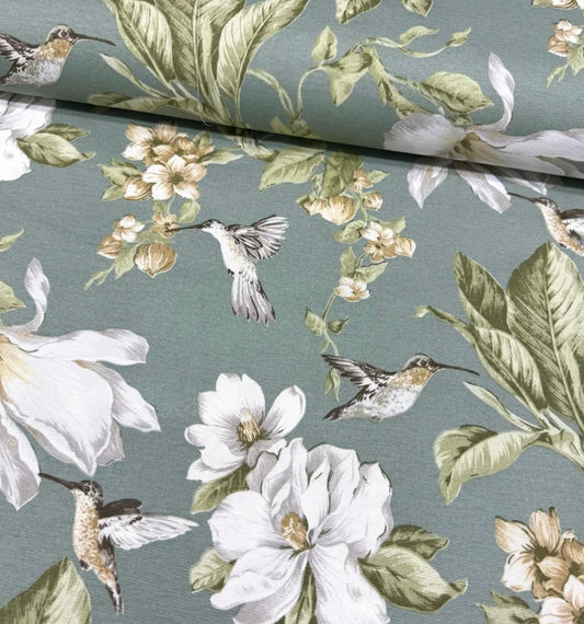 MISTY HUMMINGBIRD FLORAL RECTANGLE TABLECLOTH