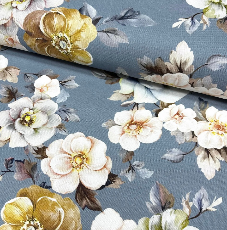 OPULENT GRAY FLORAL RECTANGLE TABLECLOTH