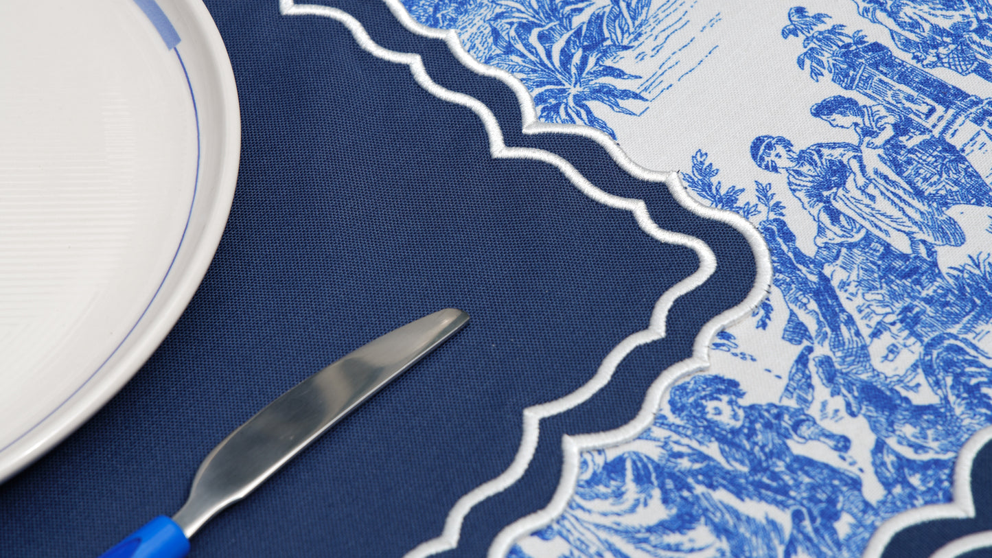 SENVIA RECTANGLE DARK BLUE FABRIC WHITE TRIM PLACEMAT