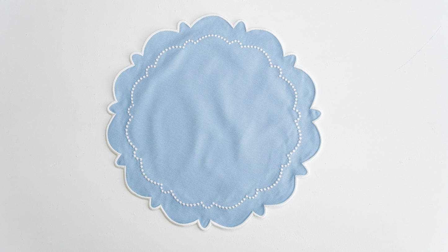 HARMONY BLUE WHITE TRIM FABRIC PLACEMAT