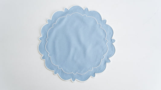 HARMONY BLUE WHITE TRIM FABRIC PLACEMAT