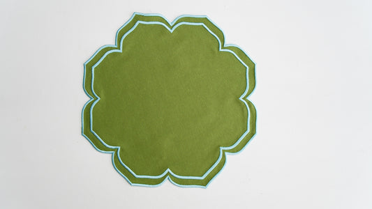 LUMERA GREEN BLUE TRIM FABRIC PLACEMAT