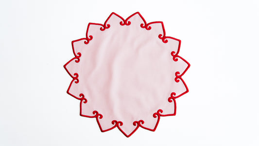 ASHBURY PINK RED TRIM FABRIC PLACEMAT