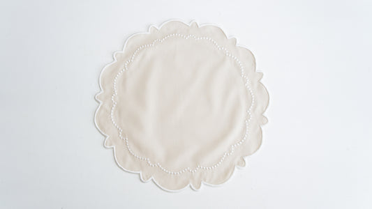 HARMONY CREAM WHITE TRIM FABRIC PLACEMAT