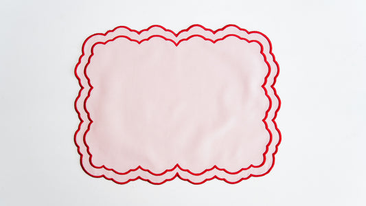ELARA PINK FABRIC RED TRIM PLACEMAT