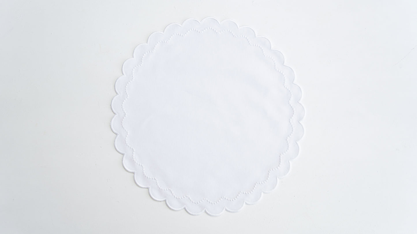 LILY WHITE TRIM FABRIC PLACEMAT NAPKIN SET