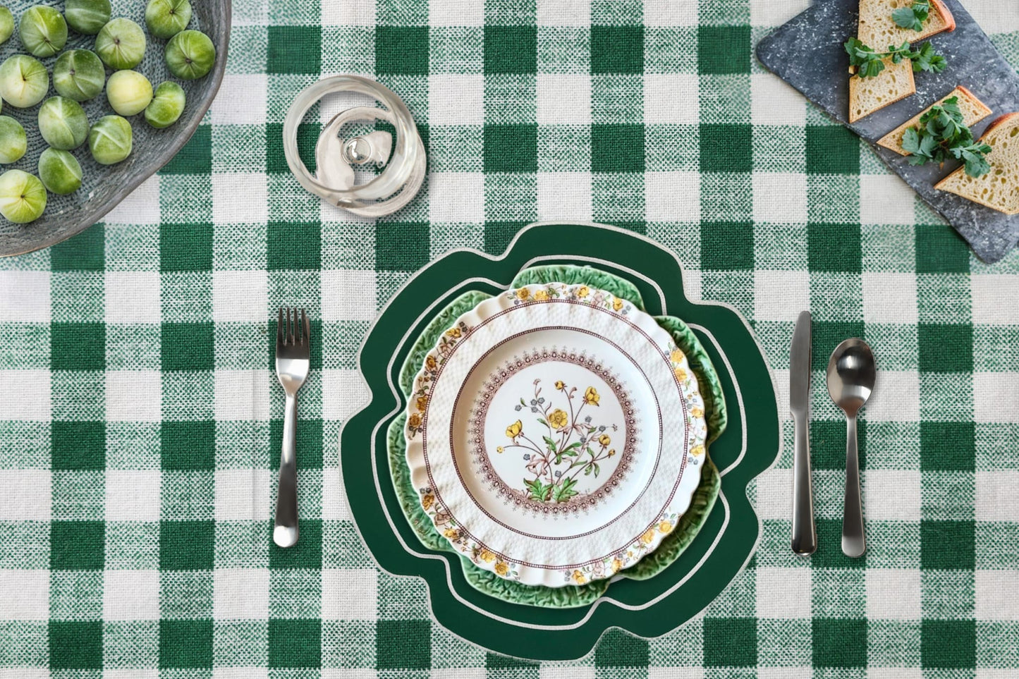 CABBAGE GREEN FAUX LEATHER PLACEMAT