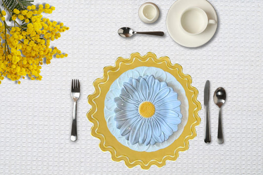 ELYSIAN YELLOW WHITE FAUX LEATHER PLACEMAT