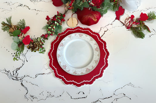 SCARLET RED FAUX LEATHER PLACEMAT