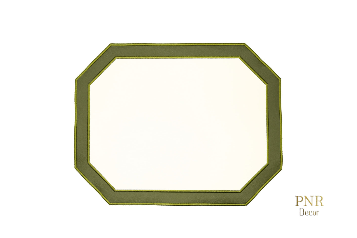 AGLOW WHITE DARK GREEN FAUX LEATHER PLACEMAT