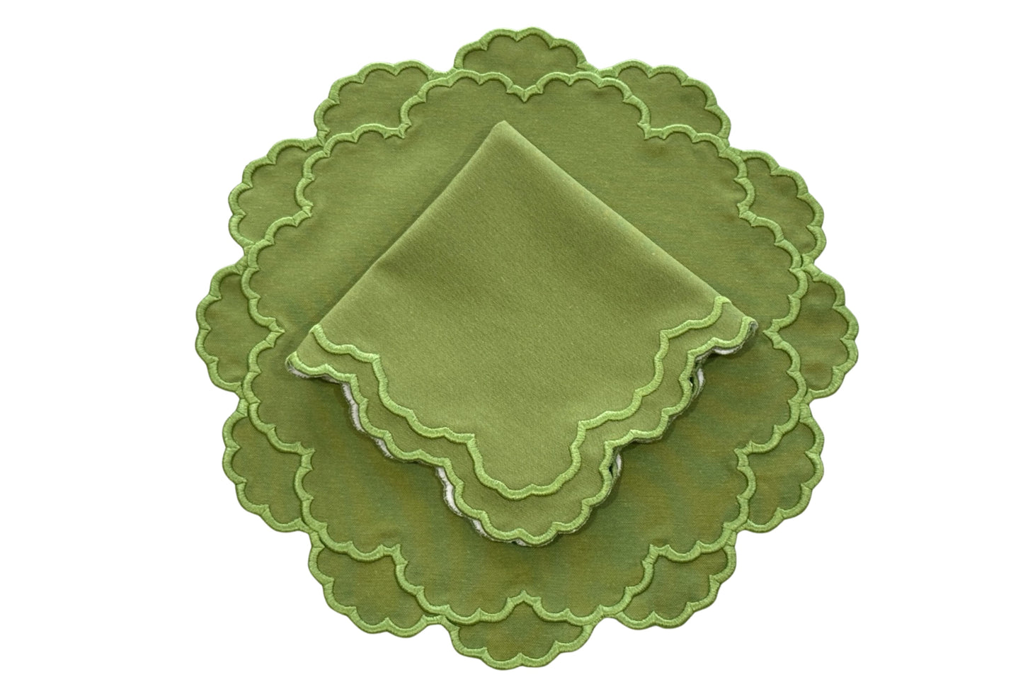 CRESSIDA GREEN FABRIC PLACEMAT NAPKIN