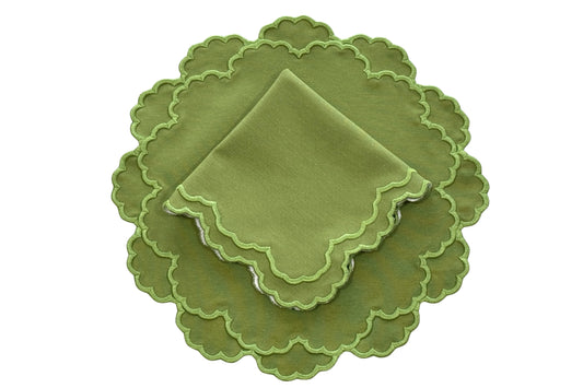 CRESSIDA GREEN FABRIC PLACEMAT NAPKIN