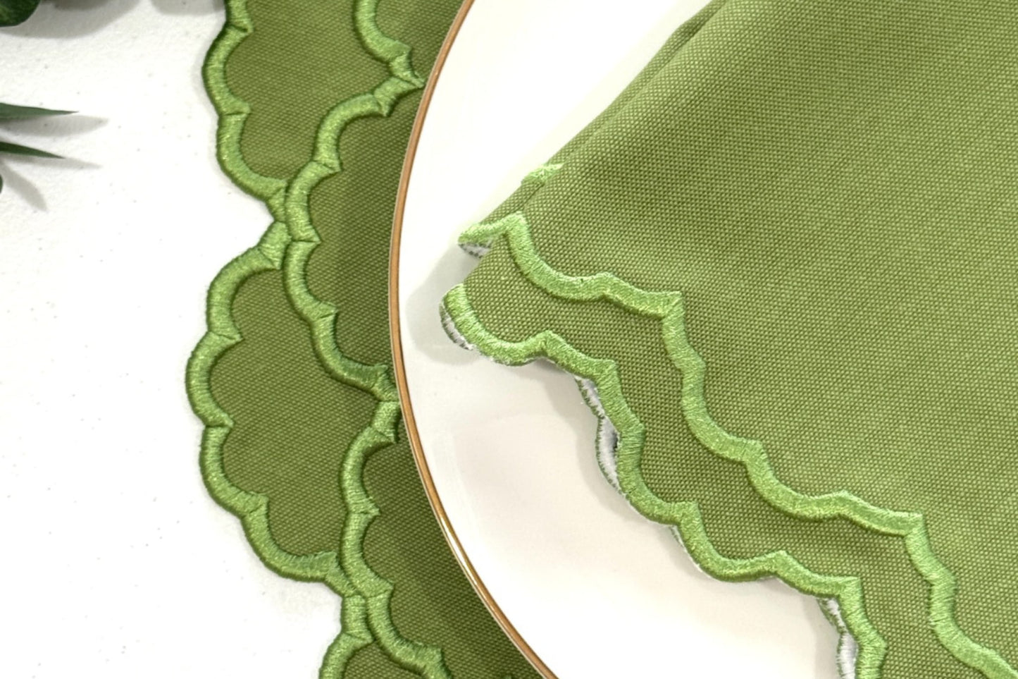 CRESSIDA GREEN FABRIC PLACEMAT NAPKIN