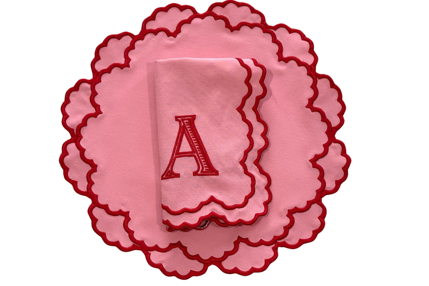 CRESSIDA PINK RED FABRIC PLACEMAT-NAPKIN