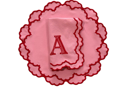 CRESSIDA PINK RED FABRIC PLACEMAT-NAPKIN