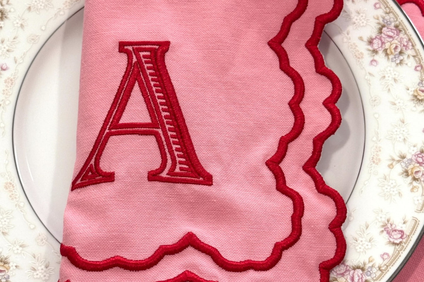 CRESSIDA PINK RED FABRIC PLACEMAT-NAPKIN