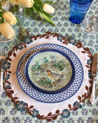 UNITY WHITE BLUE BROWN FAUX LEATHER PLACEMAT