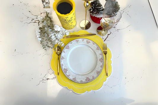 HALO YELLOW FAUX LEATHER PLACEMAT