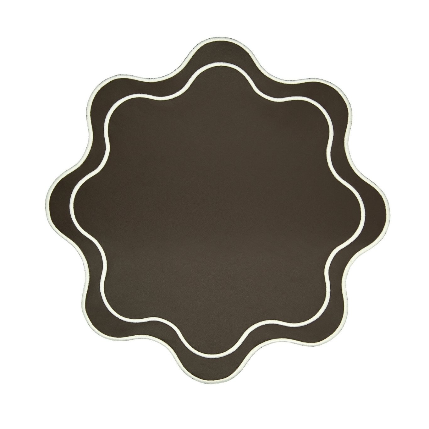 Round blackboard with decorative white border on a white background