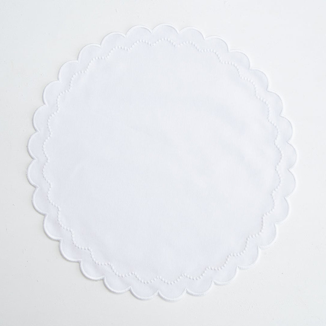 White doily on a light gray background