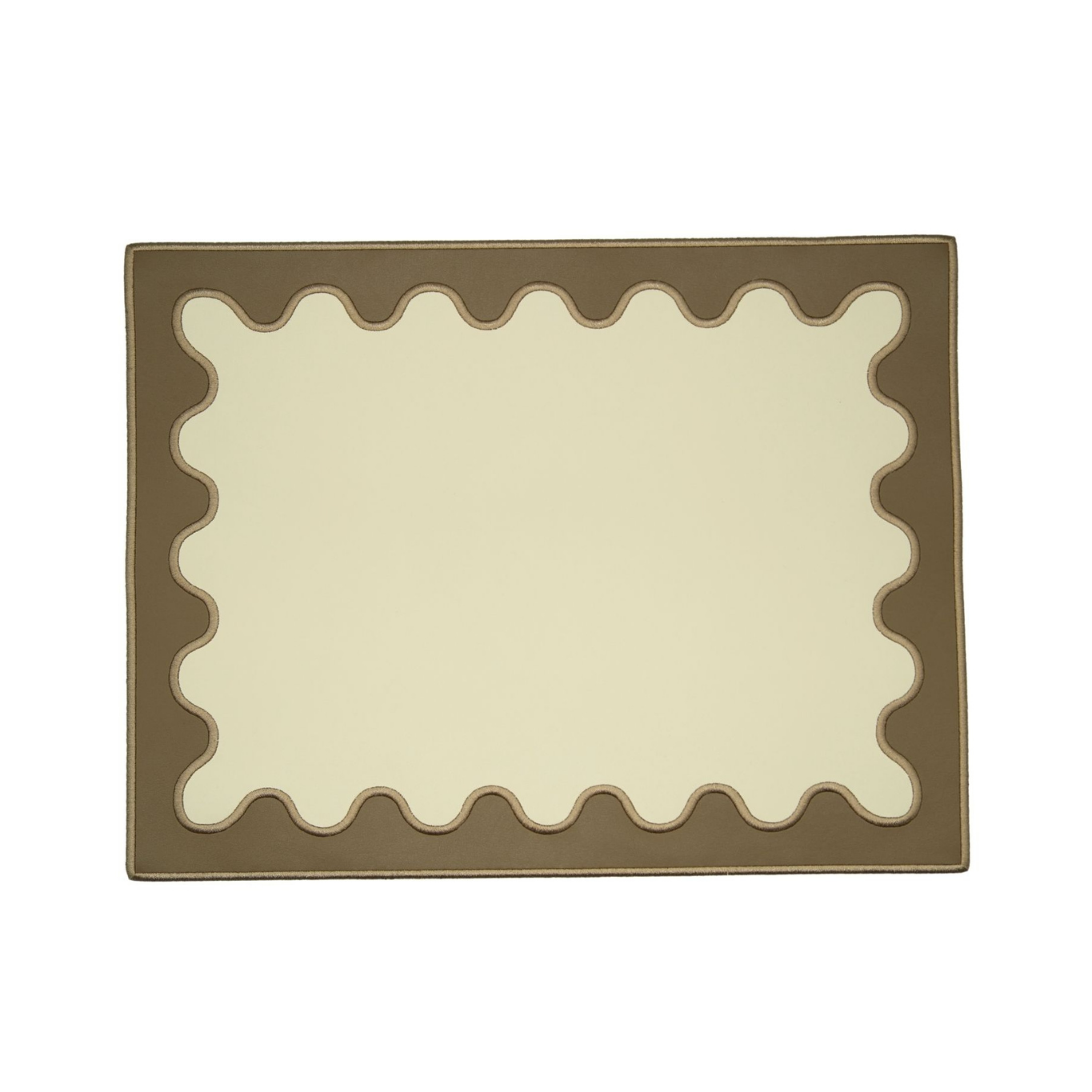 Rectangular placemat with scalloped edge on a white background